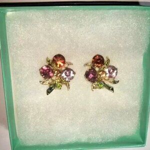 Hollycraft Vintage 1957 Multi-Color Clip On Earrings Very Nice